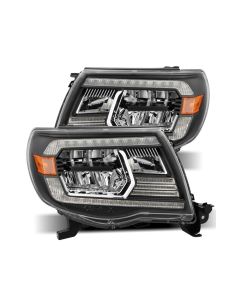 AlphaRex 05-11 Toyota Tacoma LUXX Crystal Headlights Plank Style Design Black w/Activation Light/DRL - 880735