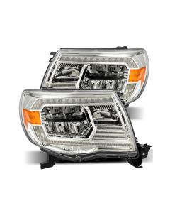 AlphaRex 05-11 Toyota Tacoma LUXX Crystal Headlights Plank Style Chrome w/Activation Light/DRL - 880734