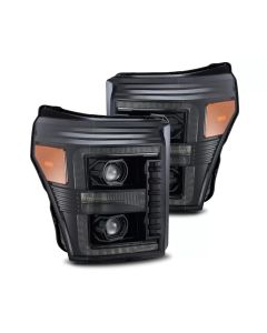 AlphaRex 11-16 Ford F-350 SD LUXX LED Proj Headlights Plank Style Alpha Blk w/Activ Light/Seq Signal - 880143
