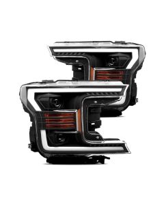 AlphaRex 18-19 Ford F-150 PRO-Series Proj Headlights Plank Style Matte Blk w/Activ Light/Seq Signal - 880186