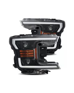 AlphaRex 18-19 Ford F-150 PRO-Series Proj Headlights Plank Style Gloss Blk w/Activ Light/Seq Signal - 880188