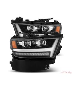 AlphaRex 19-20 Ram 1500HD PRO-Series Proj Headlights Plnk Style Jet Blk w/Activ Light/Seq Signal/DRL - 880513