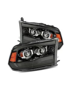 AlphaRex 09-18 Dodge Ram 1500HD PRO-Series Proj Headlights Plank Style Black w/Seq Signal/Smoked DRL - 880593