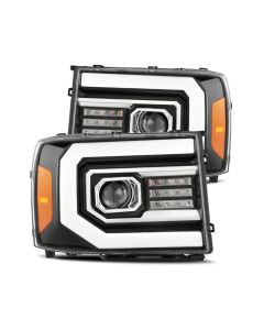 AlphaRex 07-13 GMC 1500HD PRO-Series Proj Headlights Plank Style Gloss Blk w/Activ Light/Seq Signal - 880605
