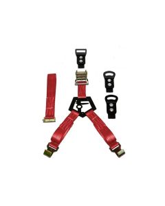 N-Fab Bed Mounted Rapid Tire Strap Universal - Gloss Black - Red Strap - BM1TSRD
