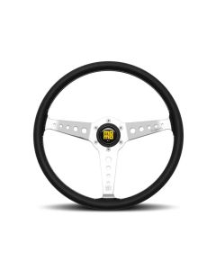 Momo California Steering Wheel 360 mm - Black Leather/White Stitch/Pol Spokes - CAL36BK2S