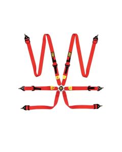 OMP Safety Harness First 2In Red (Fia 8853-2016) Pull Up - Steel Adj - DA0-0208-A01-061