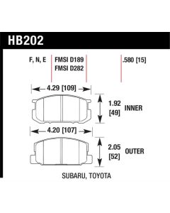 Hawk HP+ Pads Unknown Application - HB202N.580