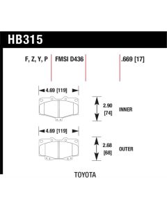 Hawk LTS Street Brake Pads - HB315Y.669