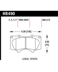 Hawk 10 Lexus GX460 / 03-09 Lexus GX470 / 04-10 4Runner 4.0L/4.7L / 07-10 FJ Cruiser 4.0L / 03-07 Se - HB490Y.665