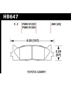 Hawk 2013-2014 Lexus ES300h HPS 5.0 Front Brake Pads - HB647B.692