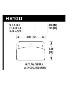 Hawk Wilwood Dynalite Caliper HP+ Street Brake Pads - HB100N.480