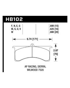 Hawk AP Racing 6 / Wilwood DTC-30 Brake Pads - HB102W.800
