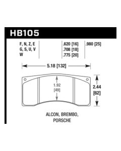 Hawk Alcon B Caliber Performance Ceramic Street Brake Pads - HB105Z.620