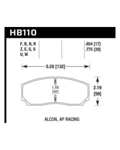 Hawk AP CP3307 / CP5040 / CP5200 Caliper DTC-70 Race Brake Pads - HB110U.654