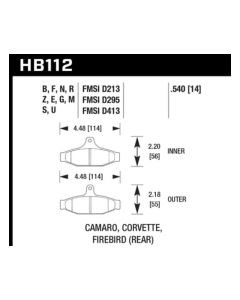 Hawk 84-96 Corvette /88.5-97 Pontiac Firebird HP+ Street Rear Brake Pad - HB112N.540
