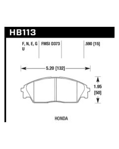 Hawk Honda/ Acura 88-91 Civic Wagon/90-91CRX Si/ 88-90 Prelude S HPS Street Front Brake Pads - HB113F.590