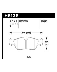 Hawk HP+ Street Brake Pads - HB136N.690