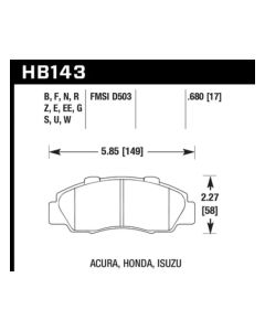 Hawk 97-01 Honda Prelude HPS Street Front Brake Pads - HB143F.680