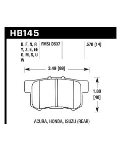 Hawk 02-06 Acura RSX / 02-11 Honda Civic Si / 00-09 S2000 DTC-60 Race Rear Brake Pads - HB145G.570
