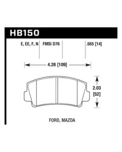 Hawk 79-84 Mazda B2000 / 70-74 RX-2 / 74-78 RX-4 / 79-85 RX-7 Blue 9012 Front Race Brake Pads - HB150E.555