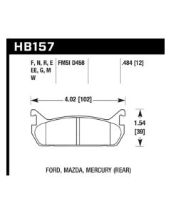 Hawk 91-96 Ford Escort GT / 90-93 Mazda Miata DTC-60 Rear Race Brake Pads - HB157G.484