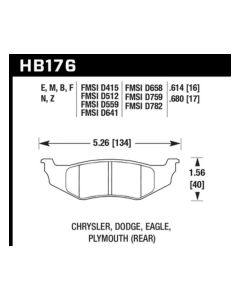 Hawk SRT4 HPS Street Rear Brake Pads - HB176F.614
