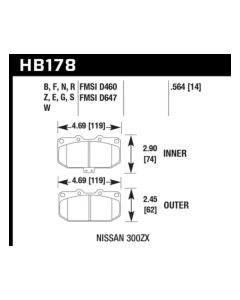 Hawk 06-07 WRX / 89-96 Nissan 300ZX / 89-93 Skyline GT-R Performance Ceramic Front Pads - HB178Z.564