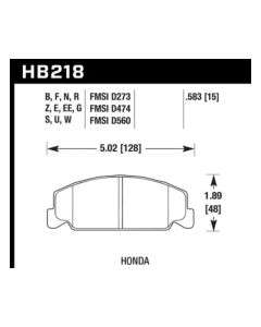 Hawk 84-85 Honda Accord / 88-00 Civic / 88-91 CRX 15mm DTC-60 Front Race Brake Pads - HB218G.583