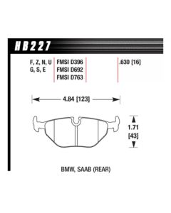 Hawk 92-95 BMW 325iS / 96-02 BMW M3 DTC-70 Race Rear Brake Pads - HB227U.630