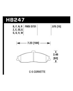 Hawk 04-09 Cadillac XLR / 01-04 Corvette Z06/ 05-06 Pontiac GTO DTC-60 Race Front Brake Pads - HB247G.575