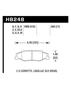 Hawk 04-09 Cadillac XLR / 97-11 Chevrolet Corvette DTC-60 Race Rear Brake Pads - HB248G.650