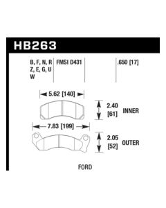 Hawk 1987-1993 Ford Mustang GT 5.0 HPS 5.0 Front Brake Pads - HB263B.650