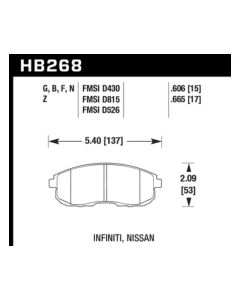 Hawk 03-04 G35/03-05 G35X/ 02-05 350z w/o Brembo HP+ Street Front Brake Pads - HB268N.665