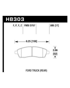 Hawk 99-05 Cadillac Excursion / 99-04 Ford F-250/F-350 Super Duty Pickup Rear LTS Street Brake Pads - HB303Y.685