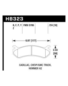 Hawk 06 Chevy Avalanche 2500 / GMC Truck / Hummer Super Duty Street Rear Brake Pads - HB323P.724