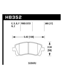 Hawk 02-03 WRX / 98-01 Impreza / 97-02 Legacy 2.5L / 98-02 Forester 2.5L D721 HPS Street Front Brake - HB352F.665