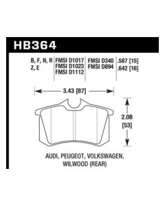 Hawk 2010-2013 Audi A3 TDI HPS 5.0 Rear Brake Pads - HB364B.642