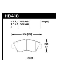Hawk 02-06 RSX (non-S) Front / 03-09 Civic Hybrid / 04-05 Civic Si Rear Performance Ceramic Street - HB418Z.646