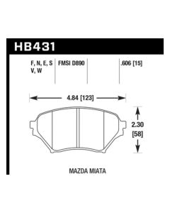 Hawk 01-05 Miata w/ Sport Suspension HP+ Street Front Brake Pads D890 - HB431N.606