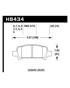 Hawk 02-03 WRX / 05-08 LGT D770 Performance Ceramic Street Rear Brake Pads - HB434Z.543