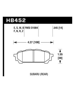 Hawk 03-05 WRX D1004 HP+ Street Rear Brake Pads - HB452N.545