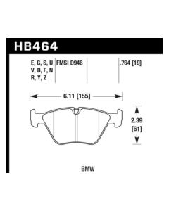 Hawk 01-06 BMW 330Ci / 01-05 330i/330Xi / 01-06 M3 Blue 9012 Front Race Brake Pads - HB464E.764