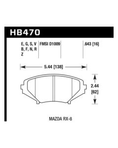 Hawk 2004-2011 Mazda RX-8 Grand Touring HPS 5.0 Front Brake Pads - HB470B.643