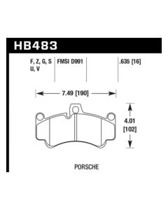 Hawk 08 Porsche 911 Targa 4/4S/03-05 911 GT2/04-08 GT3/07-08 Turbo PC Street Front Brake Pads - HB483Z.635