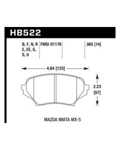 Hawk 2006-2006 Mazda MX-5 Miata Club Spec HPS 5.0 Front Brake Pads - HB522B.565