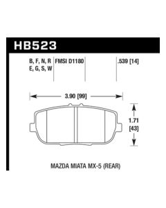 Hawk 06-10 Mazda Miata Mx-5 Rear HPS Sreet Brake Pads - HB523F.539