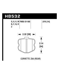 Hawk 06-10 Chevy Corvette (OEM Pad Design) Rear HPS Sreet Brake Pads - HB532F.570