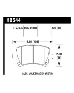 Hawk 2006-2009 Audi A3 TFSIi Quattro 2.0 HPS 5.0 Rear Brake Pads - HB544B.628