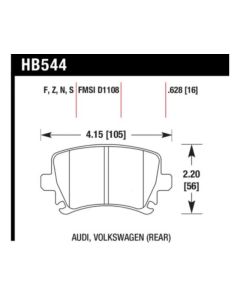 Hawk 06 Audi A6 Quattro Avant/06-09 A6 Quattro HT-10 Rear Brake Pads - HB544S.628